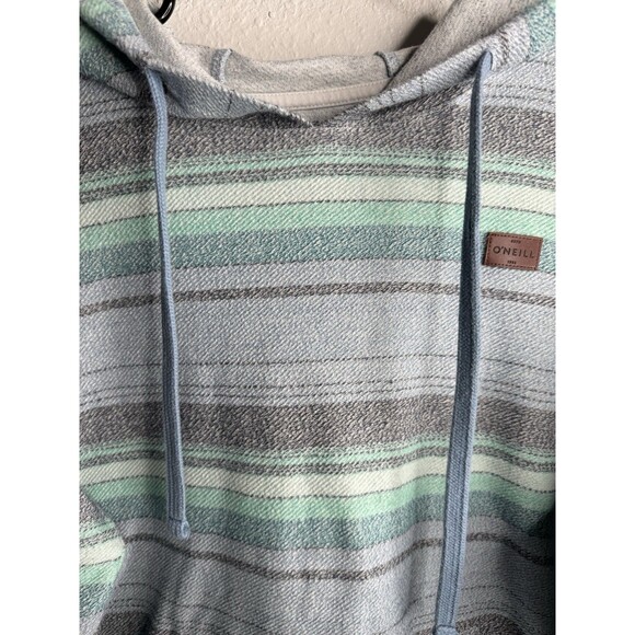 O’Neill Men’s Hoodie Large Striped Baja Style Pullover Blue Gray Mint - Picture 7 of 15